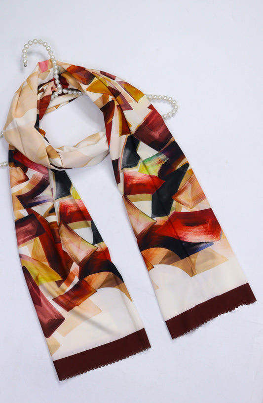 Amna Khadija Premium Satan Silk Stole - D-8 - AM2510156650 - Pink - Winter Collection