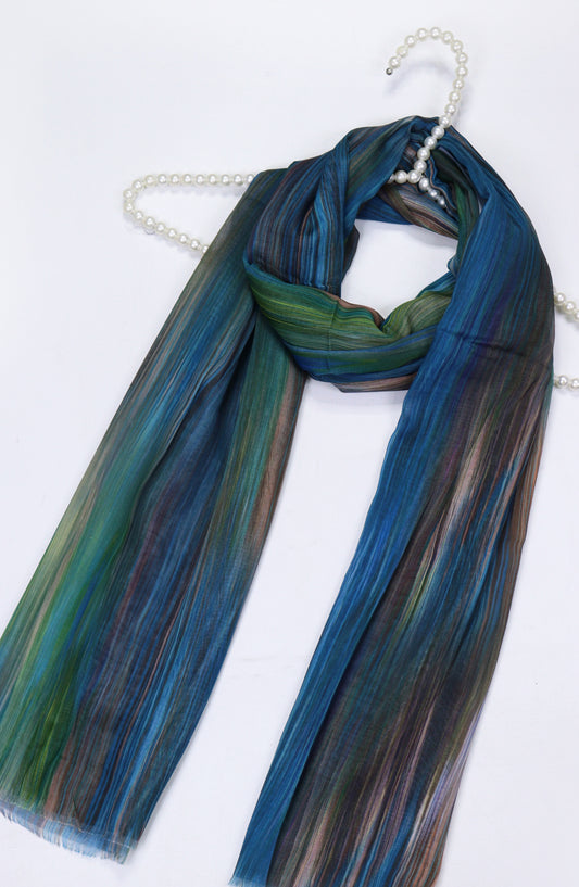 Amna Khadija Premium Soft Voil Stole - D-02 - 756750 - AM25STAM - Blue - Winter Collection