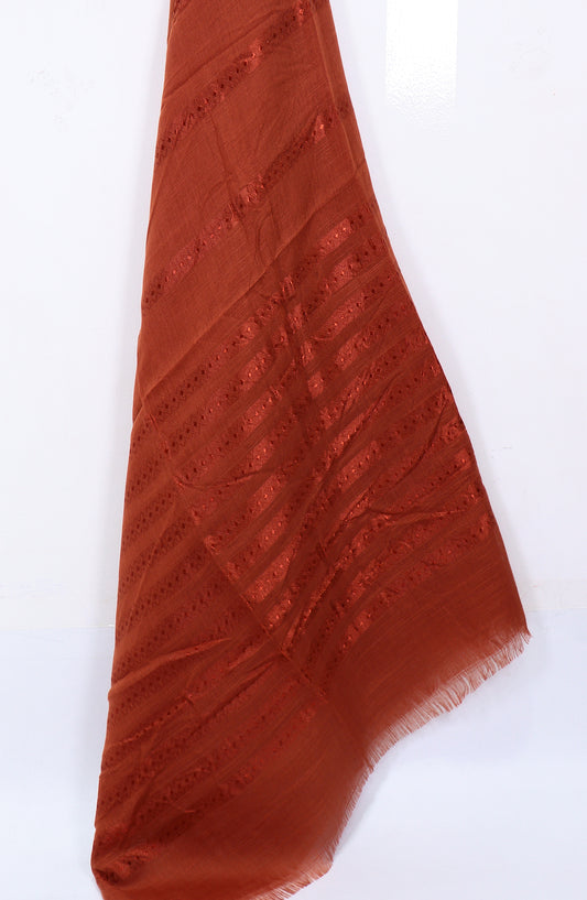 Amna Khadija Premium Printed Twill Jacquard Stole - Design-34 - AM25OLT - Red - Summer Collection