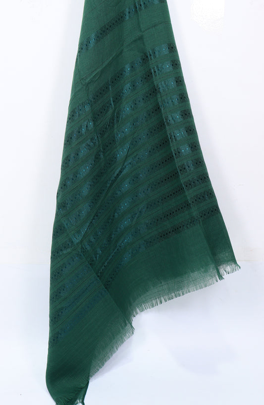 Amna Khadija Premium Printed Twill Jacquard Stole - Design-28 - AM25OLT - Green - Summer Collection