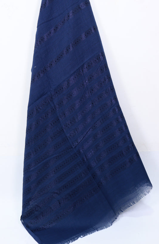 Amna Khadija Premium Printed Twill Jacquard Stole - Design-24 - AM25OLT - Blue - Summer Collection