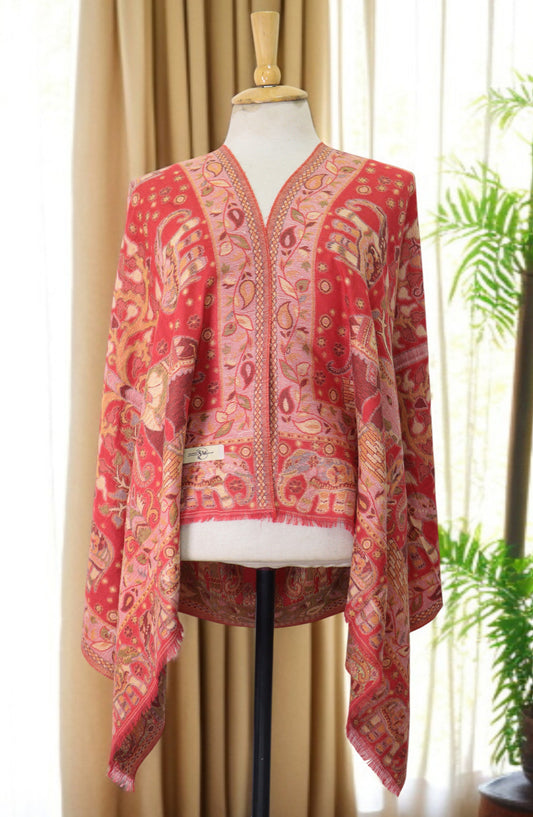 Amna Khadija Premium Wool Shawl - D-04 - AM25SHWL - Red - Winter Collection