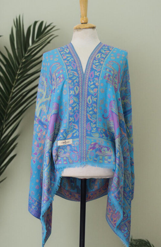 Amna Khadija Premium Wool Shawl - D-05 - AM25SHWL - Blue - Winter Collection