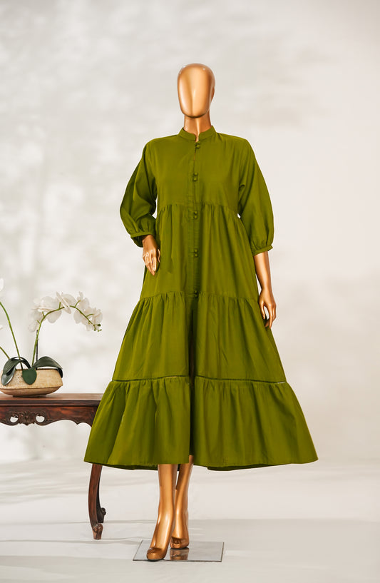 Amna Khadija Printed Khaddar Stitched Frock - FMK-02 - AM25FMK - Green - Frock Mode Collection