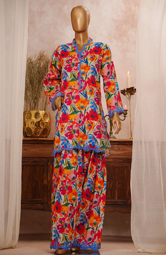 Sangeet by Amna Khajida Embroidered Lawn Pret 2 Piece Suit - AM25FRS - SFSC-03 - Blue - Festive Collection