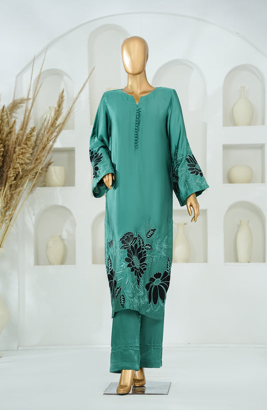 Amna Khadija Jhanvi Luxe Embroidered Shamooz Silk Stitched 2 Piece Suit - JLS-06 - AM26JHV - Green - Festive Collection