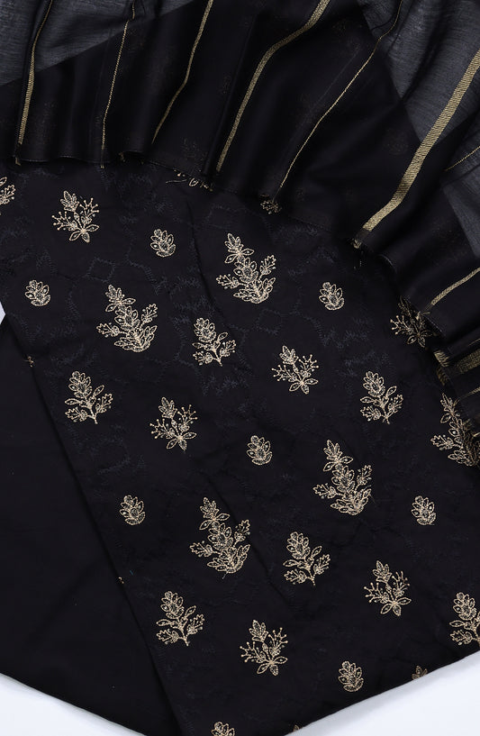 Amna Khadija Embroidered Lawn Unstitched 3 Piece Suit - Design-04 - AM25UBNR - Black - Summer Collection