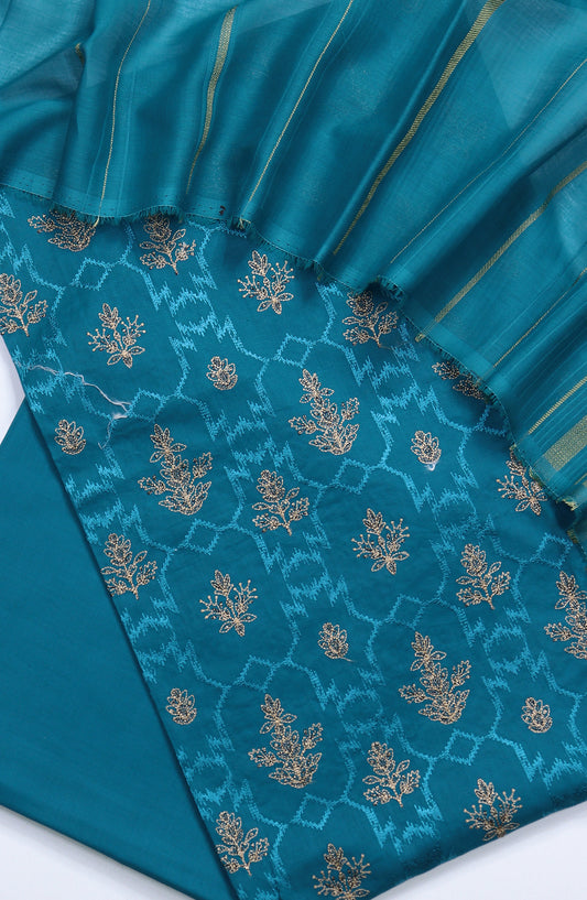 Amna Khadija Embroidered Lawn Unstitched 3 Piece Suit - Design-05 - AM25UBNR - Blue - Summer Collection