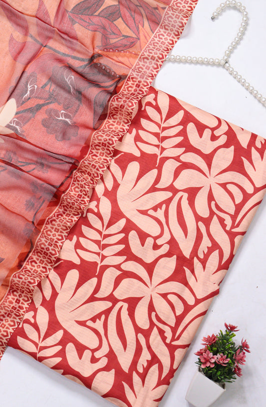Amna Khadija Fancy Printed Lawn Unstitched 3 Piece Suit - D-03 - AM26FNC - Orange - Summer Collection