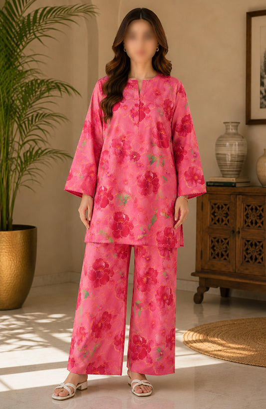 Amna Khadija Printed Lawn Unstitched 2 Piece Suit - PD-19 - AM26PDT - Pink - Summer Collection