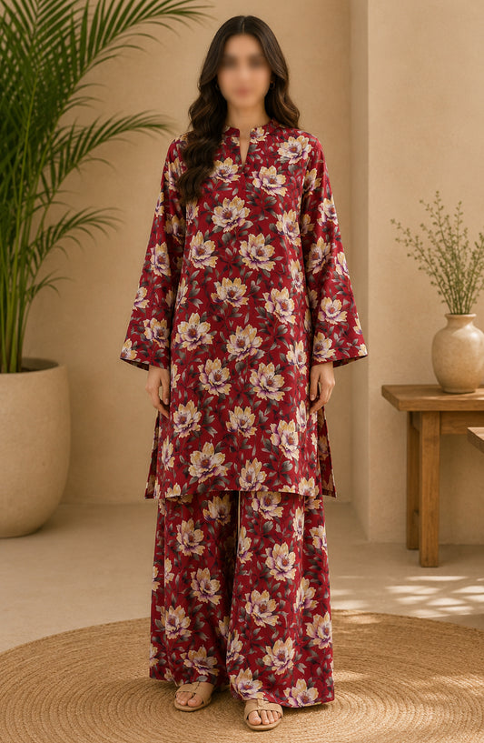 Amna Khadija Printed Lawn Unstitched 2 Piece Suit - PD-13 - AM26PDT - Red - Summer Collection