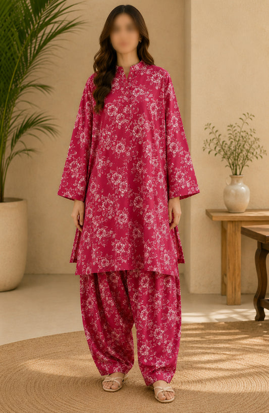 Amna Khadija Printed Lawn Unstitched 2 Piece Suit - PD-06 - AM26PDT - Pink - Summer Collection