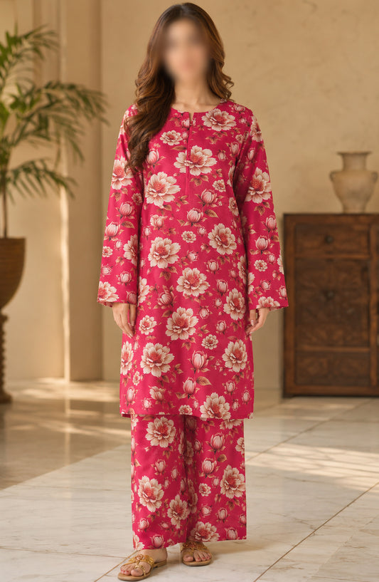 Amna Khadija Printed Lawn Unstitched 2 Piece Suit - PD-01 - AM26PDT - Pink - Summer Collection