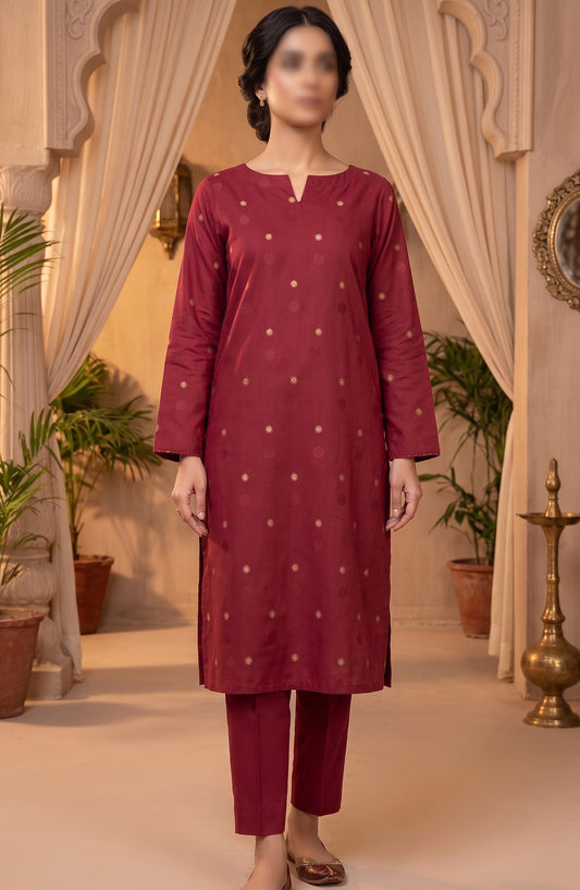Amna Khadija Printed Broshia Unstitched 2 Piece Suit - BRD-01 - AM26PNU - Maroon - Summer Collection