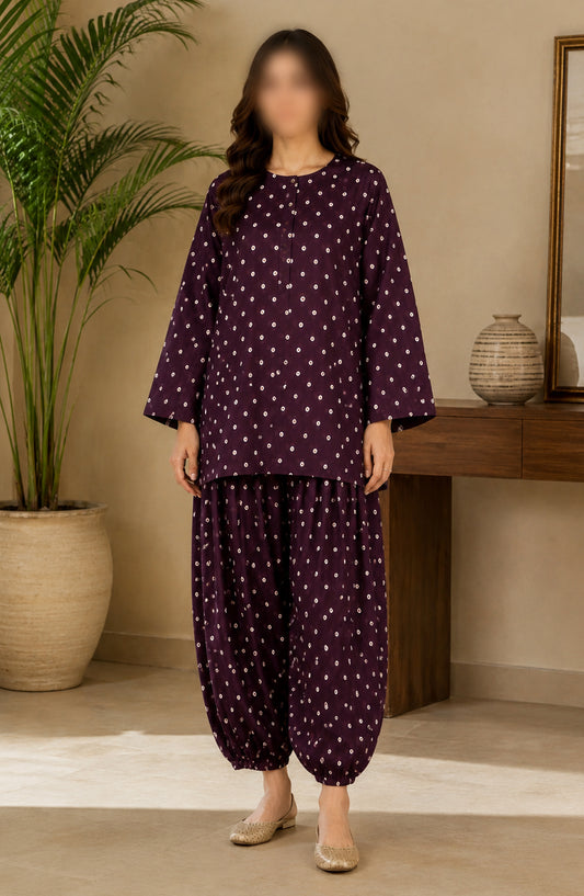 Amna Khadija Printed Lawn Unstitched 2 Piece Suit - FVD-09 - AM26PNU - Purple - Summer Collection