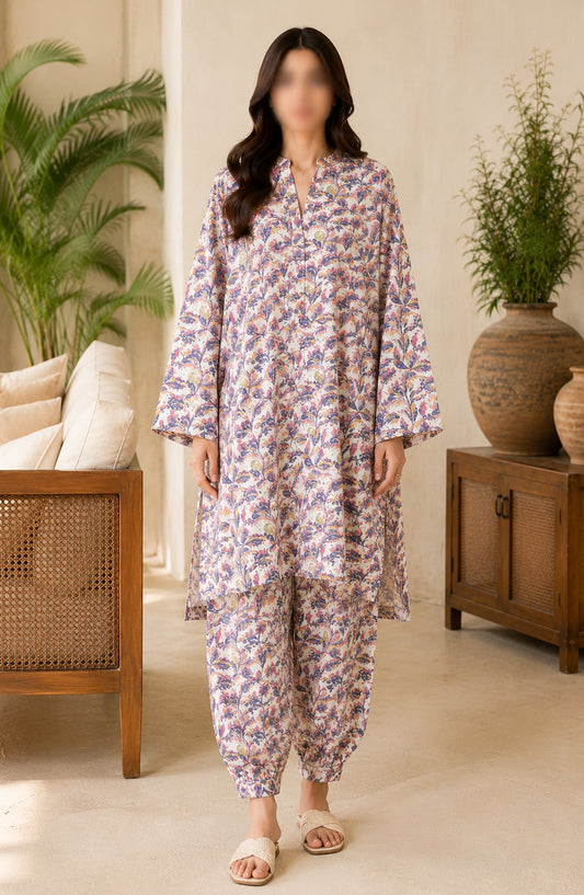 Amna Khadija Printed Lawn Unstitched 2 Piece Suit - FVD-06 - AM26PNU - Multi - Summer Collection