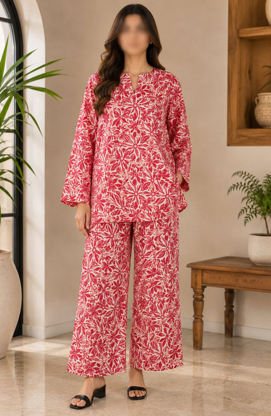 Amna Khadija Printed Lawn Unstitched 2 Piece Suit - FVD-05 - AM26PNU - Pink - Summer Collection