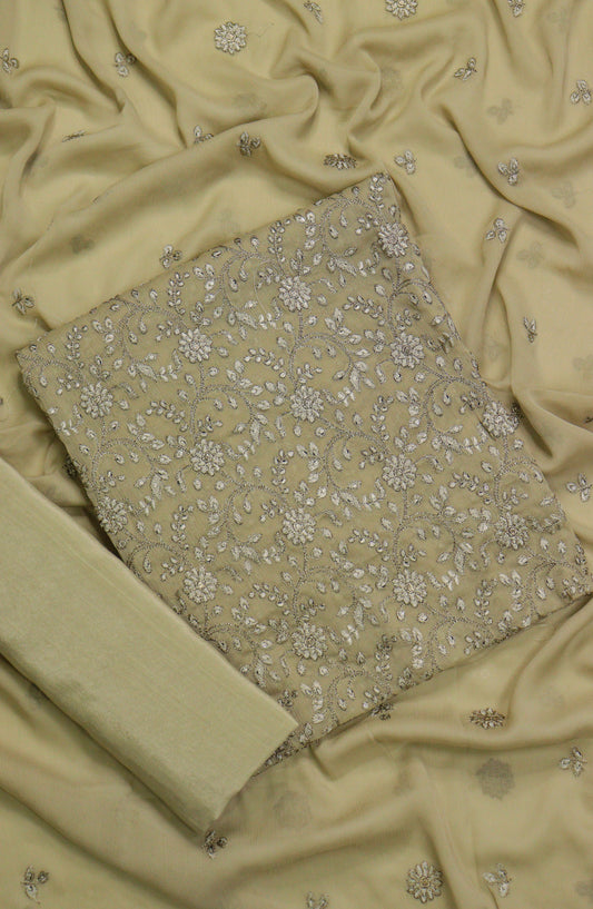 Amna Khadija Embroidered Chiffon Unstitched 3 Piece Suit - D-03 - AM25LXC 108107 - Dhani - Luxury Collection