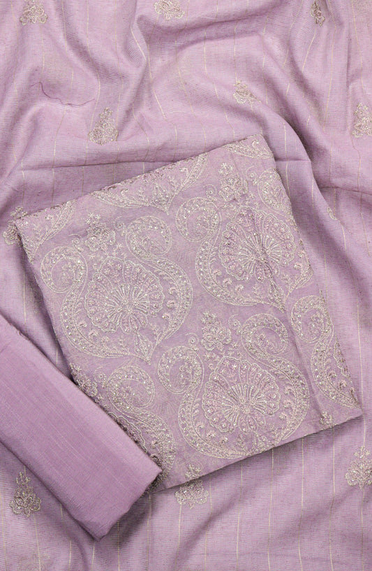 Amna Khadija Embroidered Khaadi Net Unstitched 3 Piece Suit - D-02 - AM25LXC 107757 - Purple - Luxury Collection