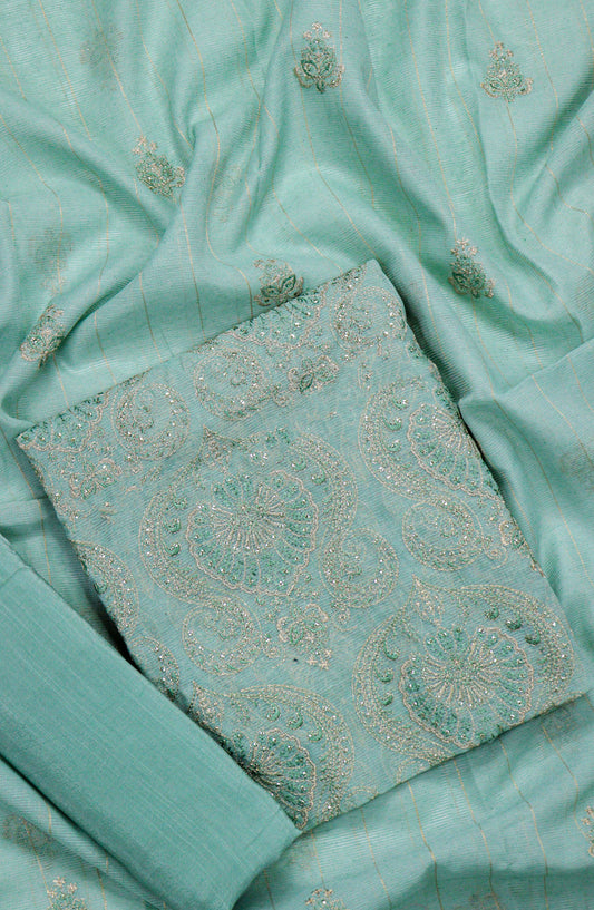 Amna Khadija Embroidered Khaadi Net Unstitched 3 Piece Suit - D-01 - AM25LXC 107757 - Blue - Luxury Collection