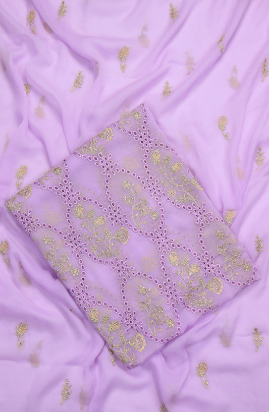 Amna Khadija Embroidered Chiffon Unstitched 3 Piece Suit - Design-03 - AM25LXC - Purple - Luxury Collection