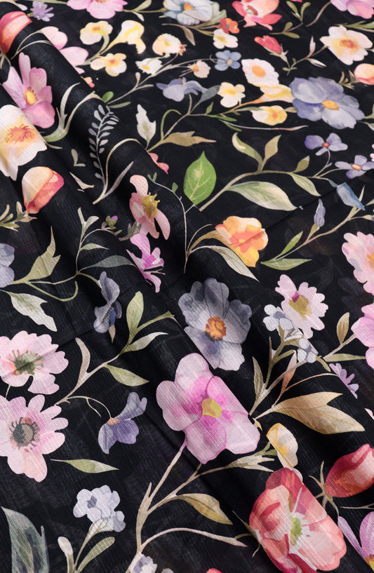 Amna Khadija Digital Printed Lawn Unstitched 2 Piece Suit - D-19 - AM26FNC - Black - Summer Collection