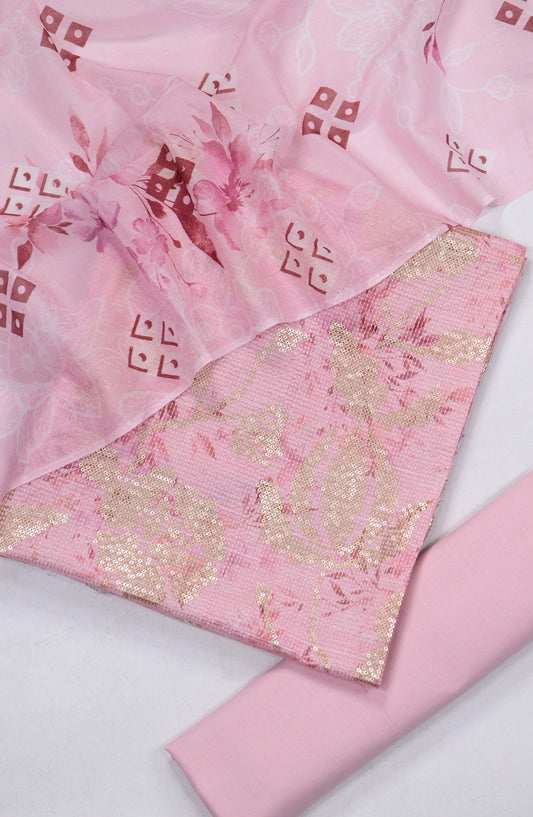 Amna Khadija Bana Dora Lawn Unstitched 3 Piece Suit - Design-02 - AM25PLN - Pink - Summer Collection