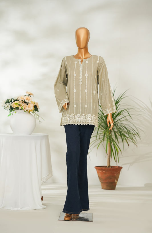 Amna Khadija Urban Fusion Embroidered Dobby Cambric Slub Stitched Western Top - UFWT-14 - AM26UFWT - Green - Casual Collection
