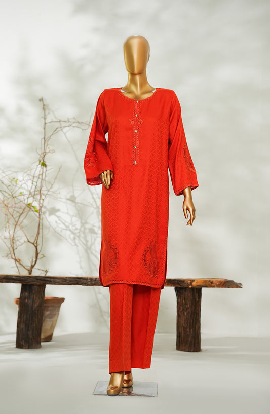 Amna Khadija ikigaie Basics Embroidered Cotton Stitched 2 Piece Suit - AKIB-01 - AM26AKIB - Red - Summer Collection