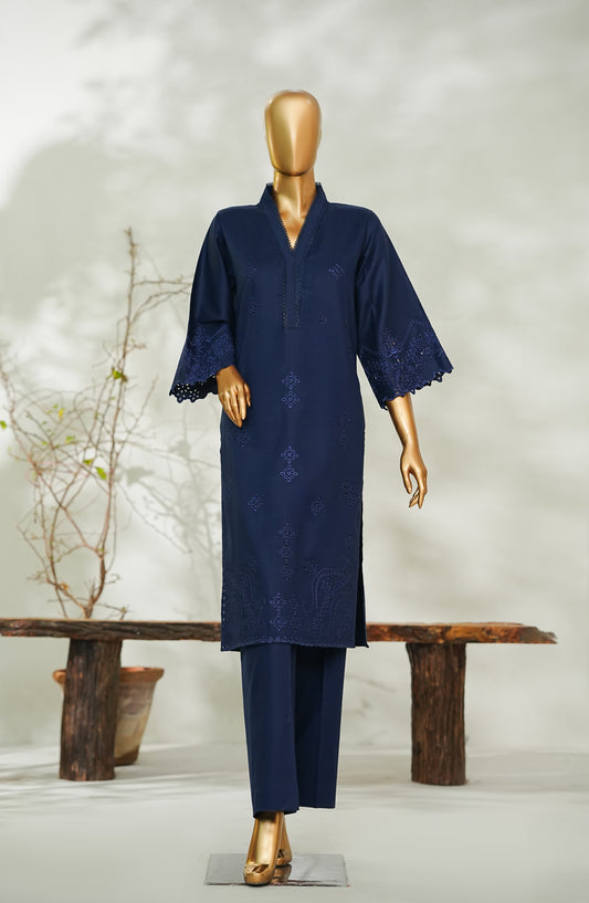 Amna Khadija ikigaie Basics Embroidered Cotton Stitched 2 Piece Suit - AKIB-06 - AM26AKIB - Blue - Summer Collection