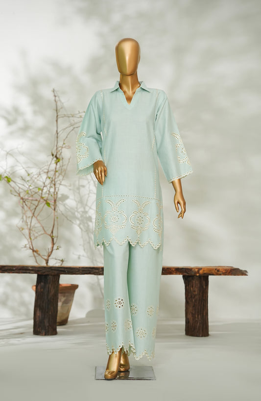 Amna Khadija ikigaie Basics Embroidered Cotton Stitched 2 Piece Suit - AKIB-09 - AM26AKIB - Green - Summer Collection