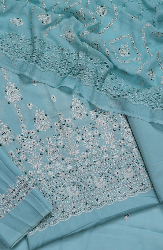 Alhena by Amna Khadija Exclusive Embroidered Swis Lawn Unstitched 3 Piece Suit - Design-02 - AM25ASWS - Blue - Summer Collection