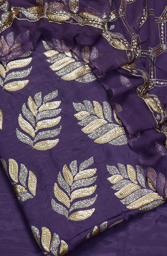Amna Khadija Embroidered Raw Silk Unstitched 3 Piece Suit - Design-07 - AM25RWS - Purple - Festive Collection