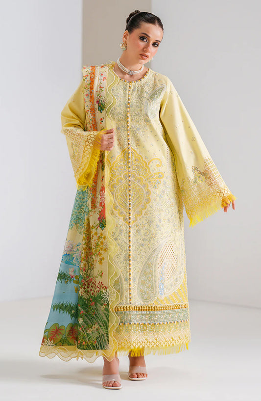 Amour by Bin Ilyas Embroidered Lawn Unstitched 3 Piece Suit - D-187-B - BL26AMR - Yellow - Summer Collection