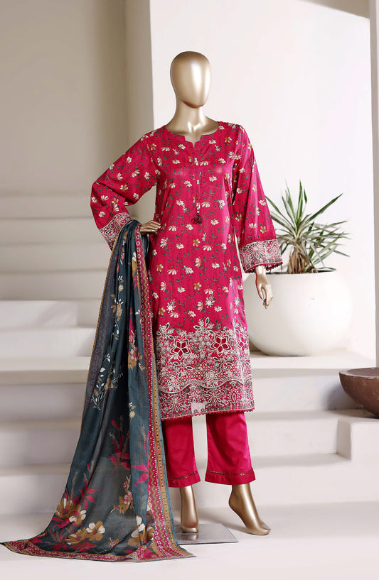 Amyrah by Sadabahar Embroidered Lawn Stitched 3 Piece Suit - D-05 - SBD26RAH - Red - Festive Collection