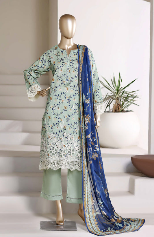 Amyrah by Sadabahar Embroidered Lawn Stitched 3 Piece Suit - D-04 - SBD26RAH - Green - Festive Collection