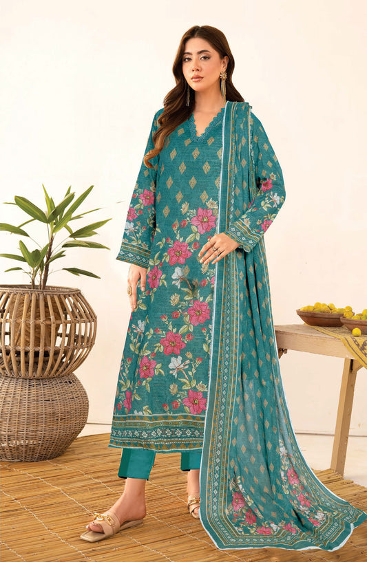 Anarkali by Johra Printed Lawn Unstitched 3 Piece Suit - JH-1193 - JH25ANAR - Teal - Casual Collection