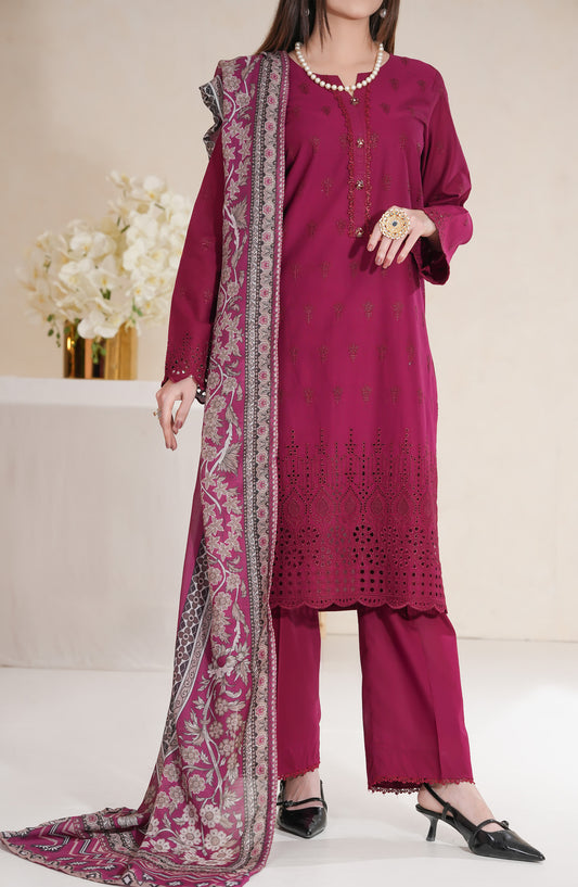 Anarkali by VS Textile Embroidered Chikankari Unstitched 3 Piece Suit - D-382 - VS26ANK - Pink - Summer Collection