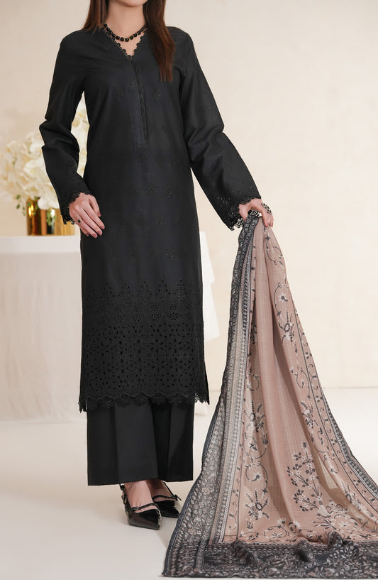 Anarkali by VS Textile Embroidered Chikankari Unstitched 3 Piece Suit - D-381 - VS26ANK - Black - Summer Collection