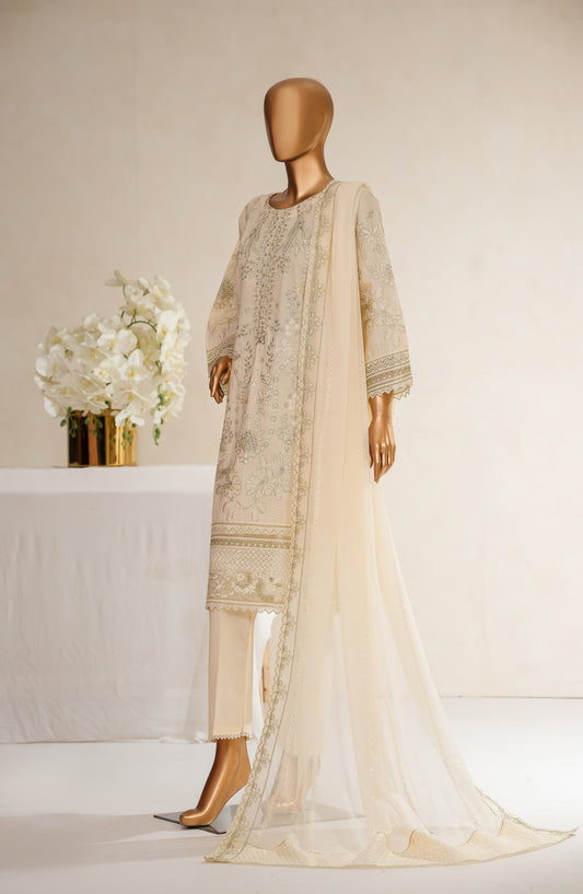 Anaya by Amna Khadija Embroidered Cotton Stitched 3 Piece Suit - ASL-17 - AM25ASLN - Fawn - Luxury Collection