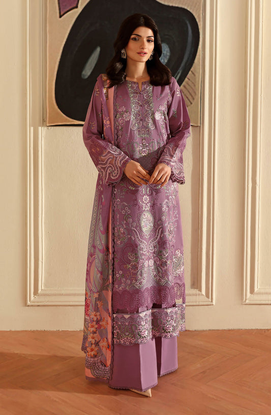 Andaaz by Ramsha Luxury Embroidered Lawn Unstitched 3 Piece Suit - Z-1309 - RM26AND - Purple - Summer Collection
