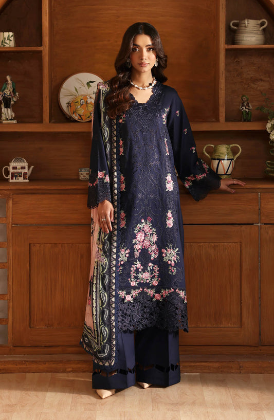 Andaaz by Ramsha Luxury Embroidered Lawn Unstitched 3 Piece Suit - Z-1308 - RM26AND - Blue - Summer Collection