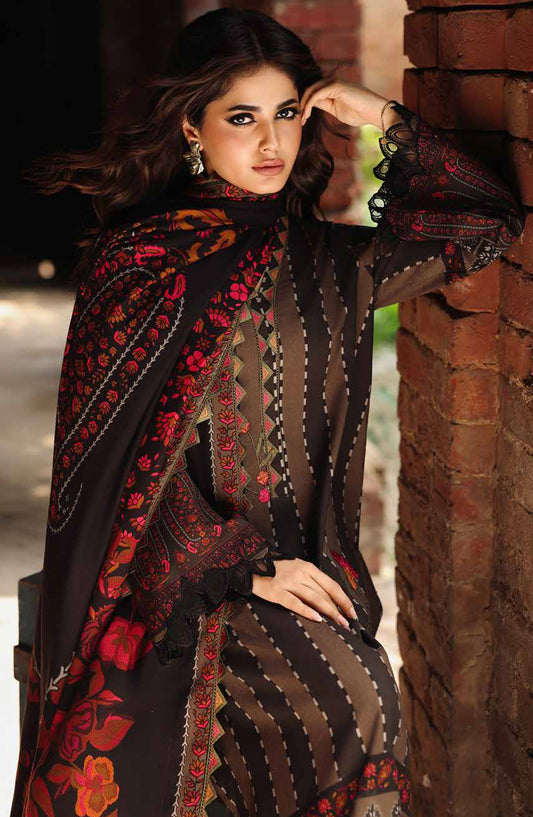Aniq by Charizma Embroidered Linen Unstitched 3 Piece Suit - ANW6-09 - CHZ25AN - Brown - Winter Collection