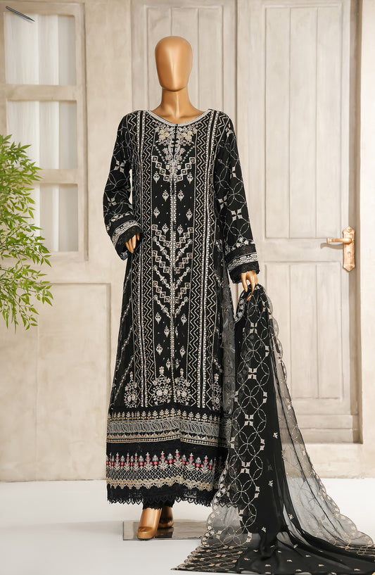 Anzara by Maria Fabrics Embroidered Chiffon Stitched 3 Piece Suit - Nura - MRF25AN - Black - Festive Collection