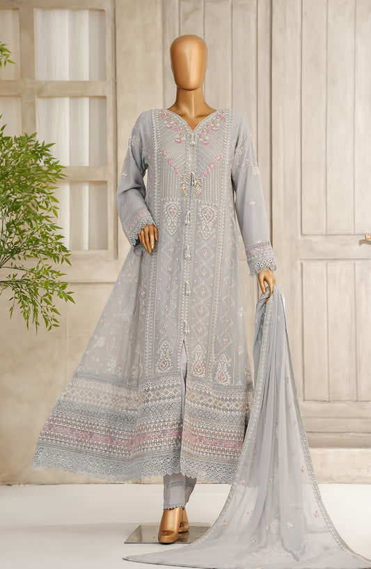 Anzara by Maria Fabrics Embroidered Chiffon Stitched 3 Piece Suit - Elaira - MRF25AN - Blue - Festive Collection