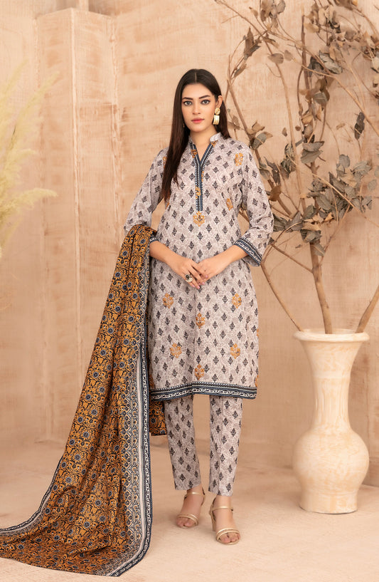 Areeka by Tawakkal Fabrics Embroidered Khaddar Unstitched 3 Piece Suit - D-5297 - TF25AKA - Beige - Winter Collection