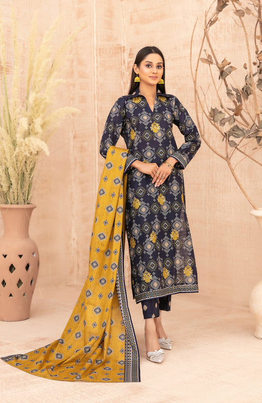 Areeka by Tawakkal Fabrics Embroidered Khaddar Unstitched 3 Piece Suit - D-5295 - TF25AKA - Blue - Winter Collection
