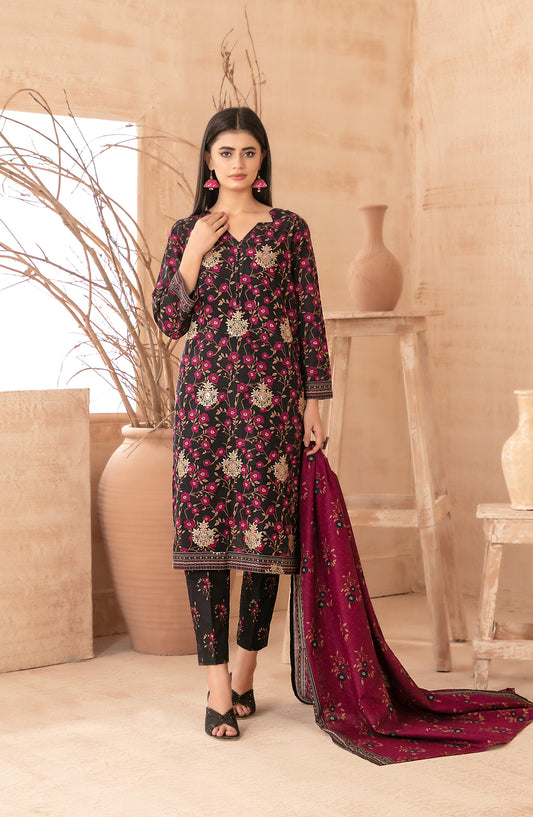 Areeka by Tawakkal Fabrics Embroidered Khaddar Unstitched 3 Piece Suit - D-5294 - TF25AKA - Pink - Winter Collection