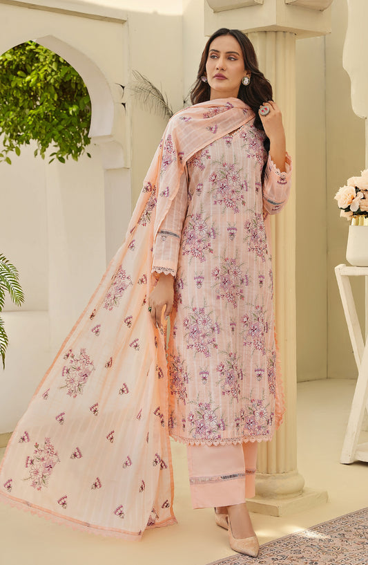 Arzoo by Al Karim Embroidered Lawn Unstitched 3 Piece Suit - Design-05 - AK26ARZ - Peach - Summer Collection