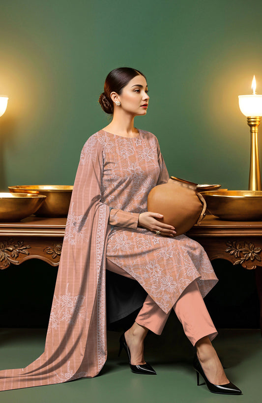 Arzoo by Al Karim Embroidered Lawn Unstitched 3 Piece Suit - D-04 - AK26RZO - Pink - Summer Collection